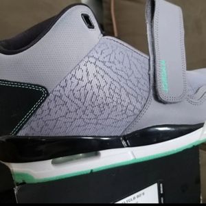 Jordan grey white and green sneakers